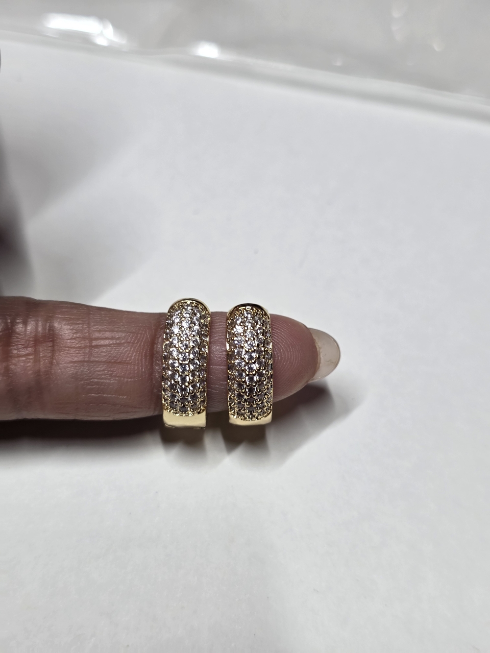 Macy's Gold Pavé Huggie Hoop Earrings with Clear Stones